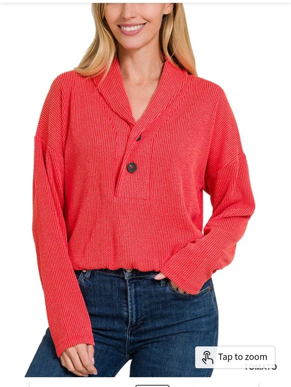 NWOT Coral Button-Front Shawl Collar Knit Sweater